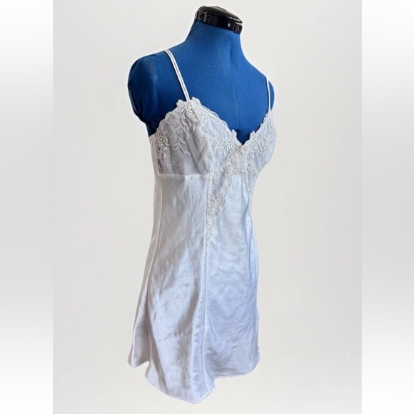 Vintage 90s LA Intimates Belle White Strappy Lace Lingerie Slip Dress Size Small - Picture 4 of 9